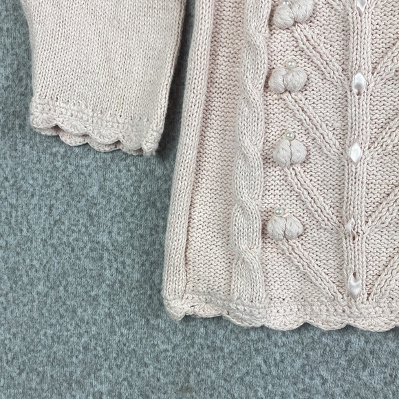 Vintage Emerald Isle Blush pink embellished bobble sweater floral & pearls - Picture 6 of 12